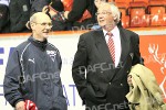 Aberdeen v Pars 18th March 2009. Bobby Robertson with a happy Jim Leishman looking over at the supporters.