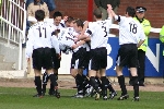 Dundee v Pars 9th April 2005. Darren Young celebrates the opening goal.