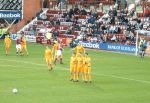 Hearts 1st Feb 2003 - Under pressure with free kick