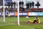 This Pars effort clatters off the post. Pars v Airdrieonians 18th January 2014.