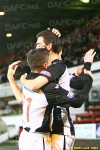 Pars v Raith Rovers 2nd January 2013. Andy Geggan celebrates with his team-mates!