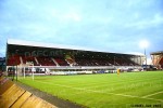 Pars v Airdrie Utd. 12th January 2013. Airdrie Utd. support and home support in Main Stand.
