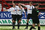 Pars v Dundee 7th May 2005. Iain Campbell, Darren Young and Andy Tod.