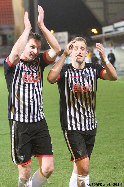 (c) www.DAFC.net
Photographs can be requested from photos@dafc.net
Callum Morris and Danny Grainger applauding the home support.
(IMG_0316.jpg)