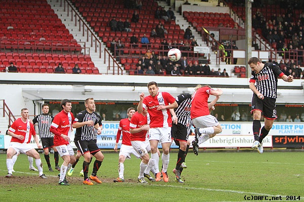 (c) www.DAFC.net
Photographs can be requested from photos@dafc.net
Stephen Husband goes wide with this free header.
(ParsvAyrUnited22ndFebruary2014.054.jpg)