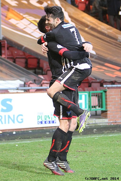 (c) www.DAFC.net
Photographs can be requested from photos@dafc.net
Lawrence Shankland celebrates with Faissal El Bakhtaoui!
(ParsvAyrUnited22ndFebruary2014.156.jpg)