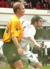 Pars v Celtic 3rd May 2003. Stevie Crawford v Ulrik Laursen