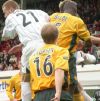 Pars v Celtic 3rd May 2003. Lee Bullen v Bobo Balde