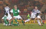 Pars v Hibs (Scottish Cup Round 4) 22nd Febuary 2003. Stevie Crawford v Mixu Paatelainen.