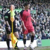 Celtic v Pars 3rd March 2007. Adam Hammill takes Pars corner.