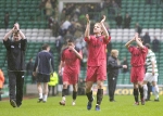 Celtic v Pars 3rd March 2007. Stephen Kenny and players saluting the Pars support.