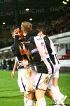 Pars v Raith Rovers 2nd January 2013. Andy Geggan celebrates with Josh Falkingham.