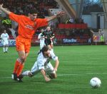 Pars v Dundee Utd. (SC) 10th January 2004. Gary Dempsey goes down.