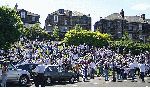 Scottish Cup Final 2004. Pars supporters on the grassy bank.